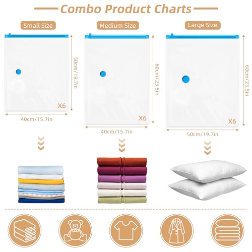 18 Pack Vacuum Storage Seal Bags for Travel with Cordless Electric Pump - style: 18 Combo+ Electric Pump