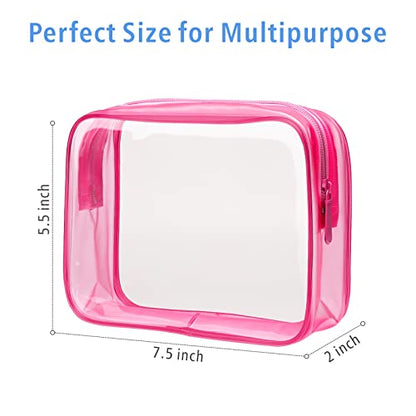 PACKISM Clear Makeup Bag for Travel - TSA Approved Toiletry Bag, Hot Pink - color: Y- Matte Rose Red, size: Medium Set