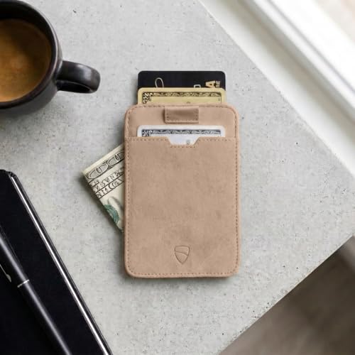 Vaultskin CHELSEA Slim Leather Card Wallet for Men, RFID (Beige) - color: Sandstone