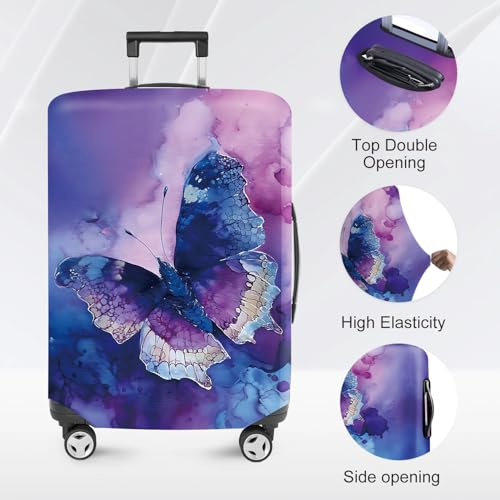 ANNA QUEEN Travel Luggage Cover Suitcase Protector Suitcase Cover Anti-Scratch,Stretchable Bag Cover Washable Durable Polyester - color: Psychedelic Butterfly, size: L(fits 28-30Inch suitcase)