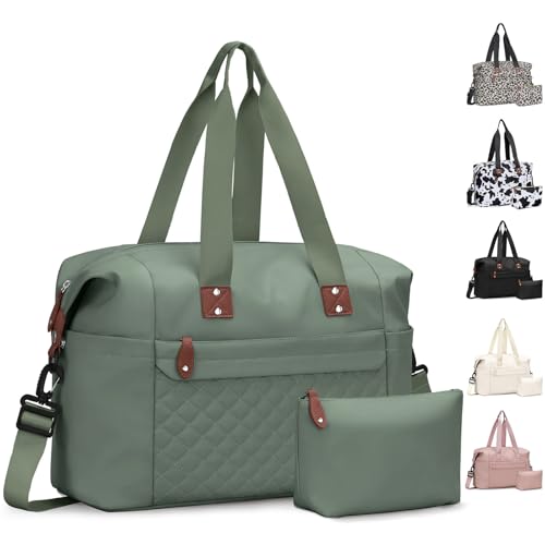 Pritent Travel Duffle Bag, Weekender Overnight Personal Item Carry On Bag | Waterproof, Duffel Bag, with Toiletry Bag, Removable Strap, Hospital Bag for Labor Delivery, Airplane Travel, Gym - color: Green, size: Medium