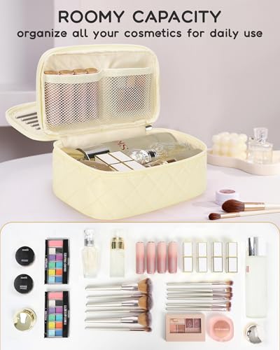Relavel 여행용 메이크업 가방, 메이크업 브러시 칸이 있는 소형 화장품 가방 - color: 화이트., size: 2-중형
