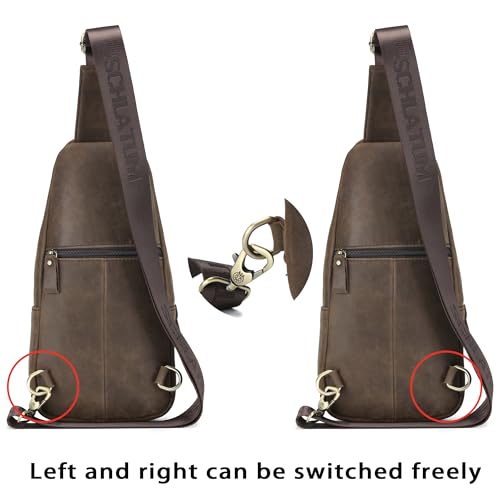 LUKZIJAES Genuine Leather Sling Bag for Men - color: #11-coffee