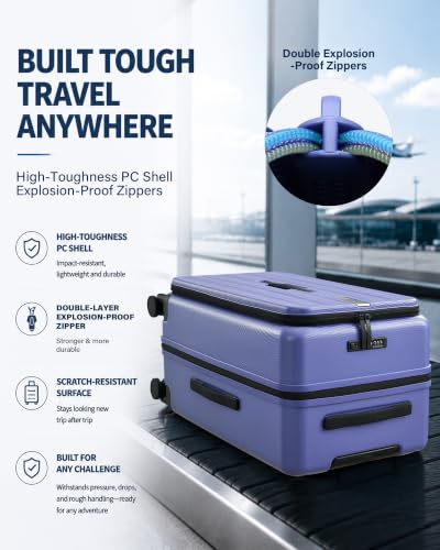 Hanke 28 Inch Top Opening Expandable Extra Large Luggage With TSA Lock，114L - color: Deep Space Purple, size: 28 Inch