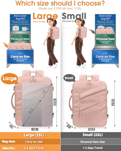 Capolo Travel Laptop Backpack Women Carry On Backpack Weekender Travel Bag - color: Pink, size: Large