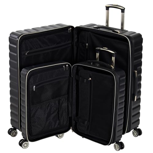 Kenneth Cole REACTION Madison Square Lightweight Hardside Chevron Expandable Spinner Luggage, Black, 2-Piece Set (20" & 28") - color: Black, size: 2-Piece Set (20" & 28")