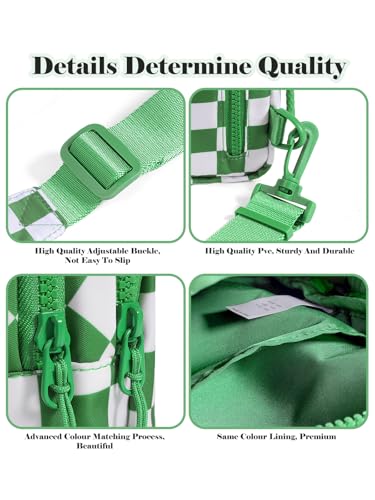 Checkered Sling Bag for Women Small Backpack Crossbody Chest Bag Fanny Packs Purses - color: Checkered Sling Bag - Kelly Green