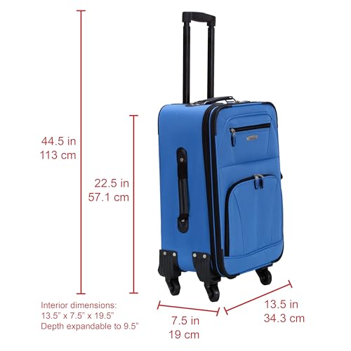 Rockland Pasadena Expandable Spinner Carry-on 19", Blue - color: Blue