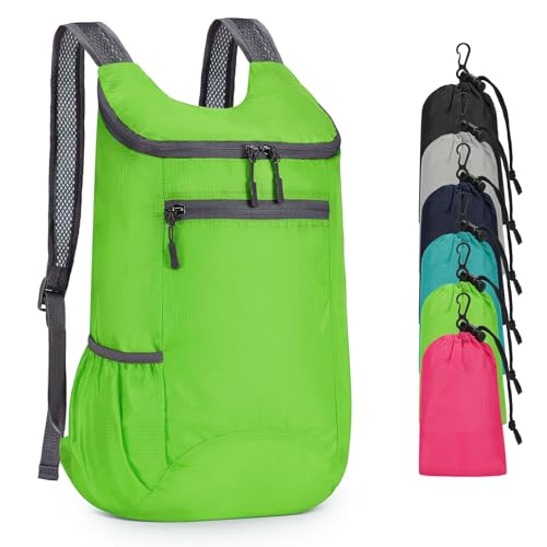Lightweight Foldable Backpack,Travel Hiking Daypack Packable Bag - color: Green
