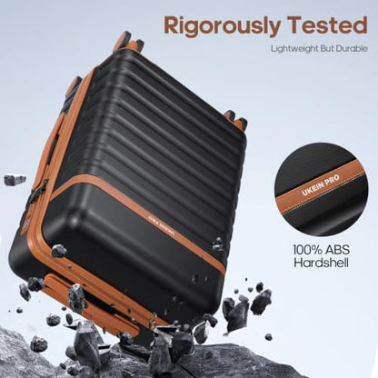 Luggage Sets 7 Piece,Hardside Large Checked Suitcase with Backpack Set - color: Black, size: 7-Piece Sets