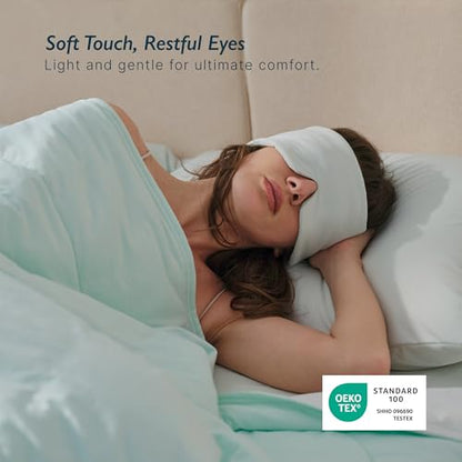 Breescape Cooling Silky Eye Mask, Instant Cool-to-Touch Fabric with Silent Closure, Full-Coverage Light Blocking, Adjustable Soft & Breathable Design for Ultimate Sleep Comfort, Comes with Travel Bag - color: Mint Green