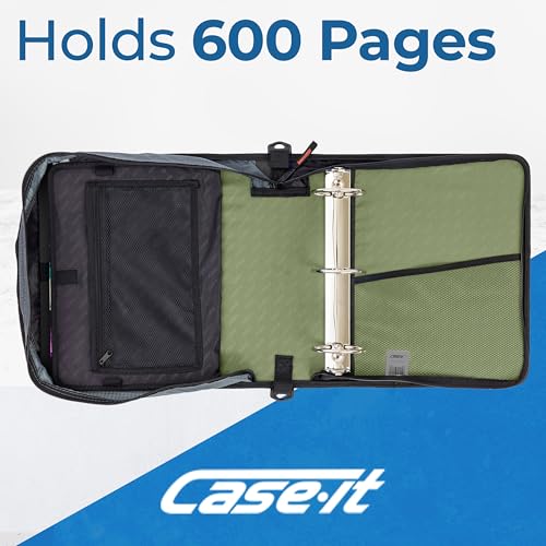 Case-it School Zipper Binder | 3-Inch O-Rings | 600-Sheet | D-146 Key Lime - color: M Green Lime, size: 1 Pack