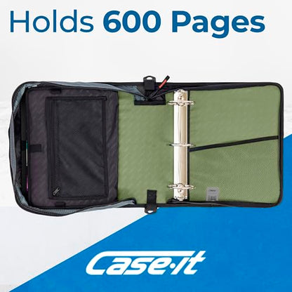 Case-it School Zipper Binder | 3-Inch O-Rings | 600-Sheet | D-146 Key Lime - color: M Green Lime, size: 1 Pack