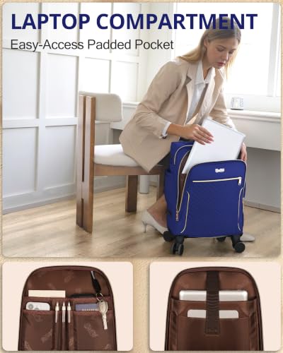 Carry On Luggage 22x14x9 Airline Approved, 20" Softside Suitcase for Travel - color: Blue