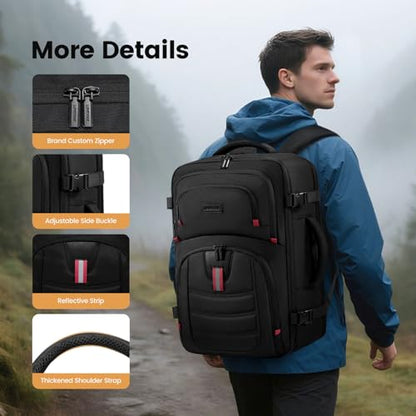 LOVEVOOK 40L Travel Backpack for Men - Airline Approved Carry On Backpack - color: Black & Gray, size: 50L-18inch