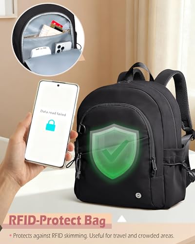 Smasrob Women Mini Backpack with Wet Pocket and RFID Blocking Pocket - color: Black