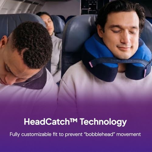 Cabeau TNE S3 Deluxe Luxury Travel Neck Pillow for Airplanes with Patented Seat Strap and Head Hold Technology (Blue) - color: Blue