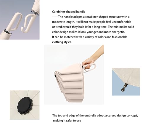 erised's bifrost Compact Folding Umbrella Carabiner Handle Coating Layer Fabric Blocking UV Protection 99.9%/Car/Small Travel Backpack/Lightweight Portable/Rain Sun Anti UPF 50/Men Women Kids - color: Lilac Purple