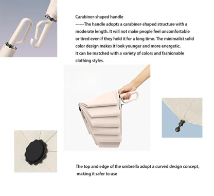 erised's bifrost Compact Folding Umbrella Carabiner Handle Coating Layer Fabric Blocking UV Protection 99.9%/Car/Small Travel Backpack/Lightweight Portable/Rain Sun Anti UPF 50/Men Women Kids - color: Lilac Purple
