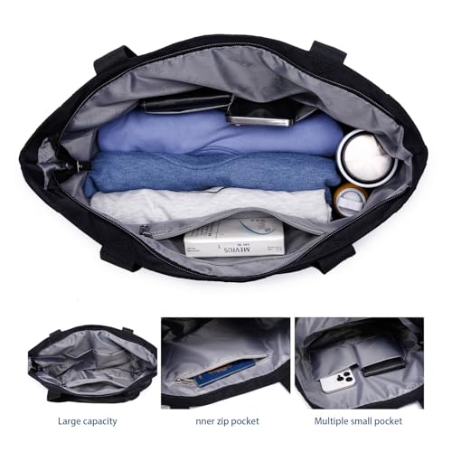 ETidy Large Capacity Foldable Tote Bag With Zipper - color: Purple