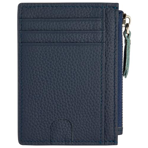 Slim Wallet for Women Small Leather RFID Blocking Credit Card Holder Minimalist Wallet with Coin Purses & Pouches,S Deep Blue - color: Deep Blue