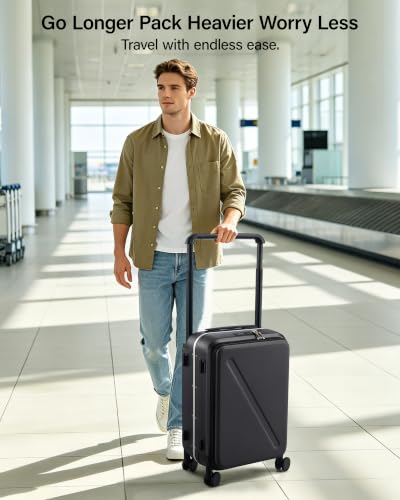 MILADA Wide Handle Luggage with Front Pocket Hardshell Aluminium Check In Suitcase with Wheels Medium 24 Inch Front Opening Checked Luggage with Spinner Wheels TSA Lock Airline Approved Luggage, Black - color: Black, size: Checked Medium 24 Inch