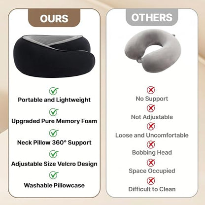 Neck Pillow for Airplane Travel Pillows for Sleeping 100% Pure Memory Foam