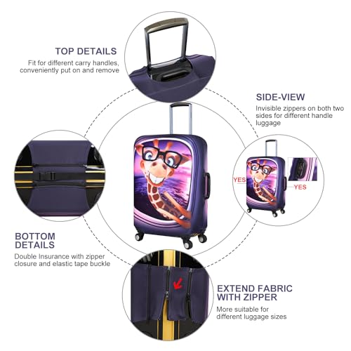 3D Print Design Travel Suitcase Protector Trolley Case Cover 19"-30" Sleeve (L(Fits to 26"-28" Trolley Case), Giraffe(New Version)) - color: Giraffe(New Version), size: L(Fits to 26"-28" Trolley Case)
