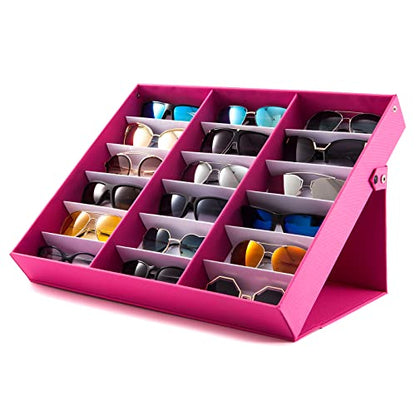 TRIUMPH VISION Sunglasses Organizer Storage Eyeglass Box Glasses Case Tray - color: Pink