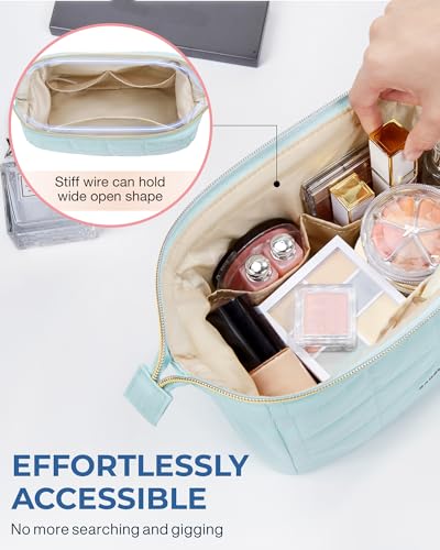 BAGSMART Makeup Bag Travel Toiletry Bag, Wide-open Zipper Pouch, Mint Green - color: 13-Mint Green
