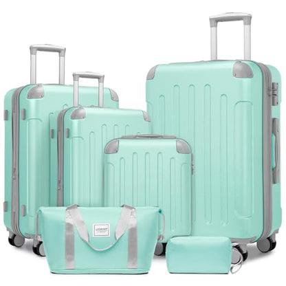 LARVENDER Luggage Sets 6 Piece, Expandable Suitcases Set with Wheels, Mint - color: Mint Green, size: 6 piece set