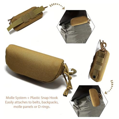 Tactical Molle Glasses Case Tactical Eyeglasses Case Shockproof Sunglasses Carrying Protective Box with Clip - color: Khaki
