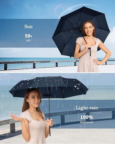 Compact Travel Umbrella, Windproof Auto Open & Close, Lightweight Design | Compact Travel Umbrella, Windproof Auto Open & Close, Lightweight Design - color: BLUE