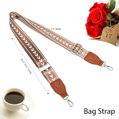 LEMEDE Purse Strap Replacement Crossbody 1.5" Wide Shoulder Strap Adjustable Straps Handbag Strap Replacement Belts - color: Brown-38s-pattern-009