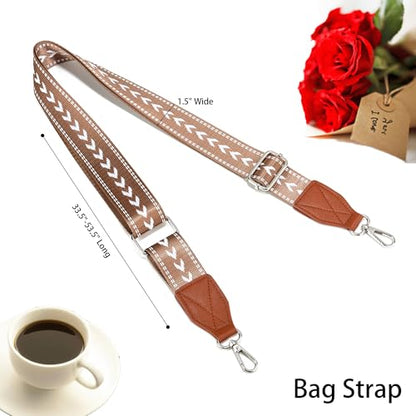 LEMEDE Purse Strap Replacement Crossbody 1.5" Wide Shoulder Strap Adjustable Straps Handbag Strap Replacement Belts - color: Brown-38s-pattern-009