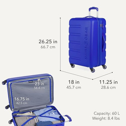 SwissGear 7366 Signature Hardside Expandable Luggage with Spinner Wheels, TSA Lock, Cobalt, Checked-Medium 23-Inch - color: Cobalt, size: Checked-Medium 23-Inch