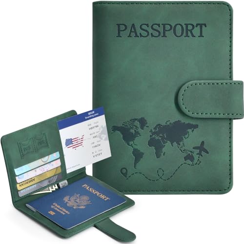 Passport Holder Cover Wallet Case RFID Blocking Card Slot Travel Essentials - color: Green