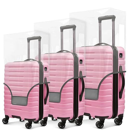 3 Pack Clear Luggage Covers for Suitcase Fits 20 24 28 Inch Wheeled Luggage | PVC 0.4MM Thick Waterproof Anti Scratch Travel Suitcase Protector Cover - color: Grey