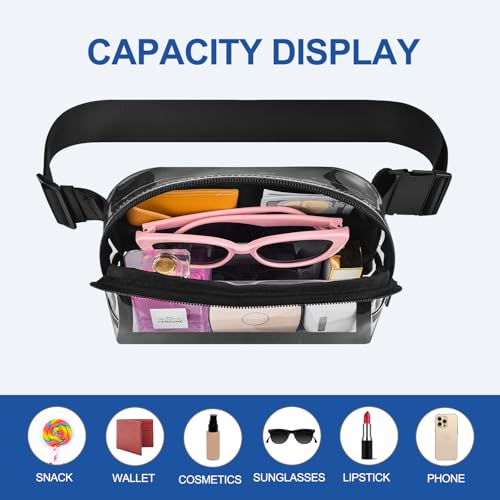 Clear Fanny Pack Stadium Approved Samll Waist Bag - color: Blacbb1