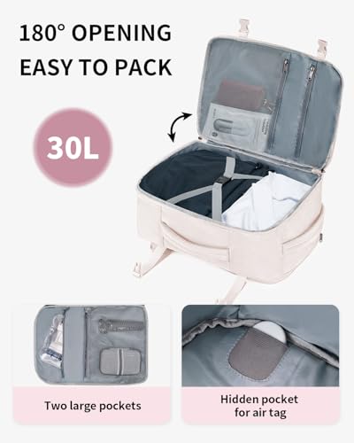 ECOHUB Travel Backpack Airline Approved Under Seat Personal Item Bag - color: Beige, size: 18 inch underseat
