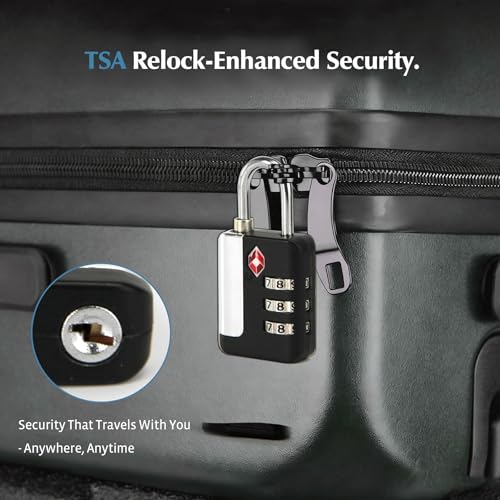TSA Approved Luggage Locks 2 Pack, 3 Digit Steel Shackle Combination JY-820 - style: JY-820