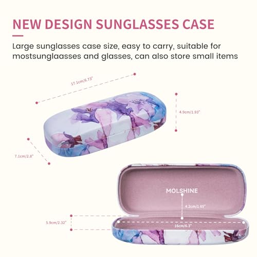molshine Hard Shell Sunglasses Case, Classic Large Glasses Case for Women Men, Sunglass Eyeglasses - color: Purple