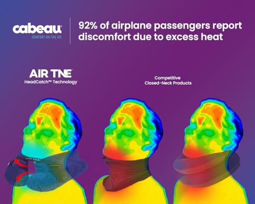 Cabeau Inflatable Travel Pillow – Air TNE – Adjustable, Lightweight, and Supportive for Sleeping on Airplanes, Trains, and Cars– Customized Fit and Compact Carrying Case (Slate Grey) - color: Slate Grey