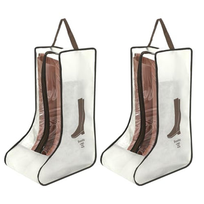 2 Pack Boot Storage Bag, Portable Dust Proof Boot Bags for Cowboy Boots - color: 2 Pack Beige