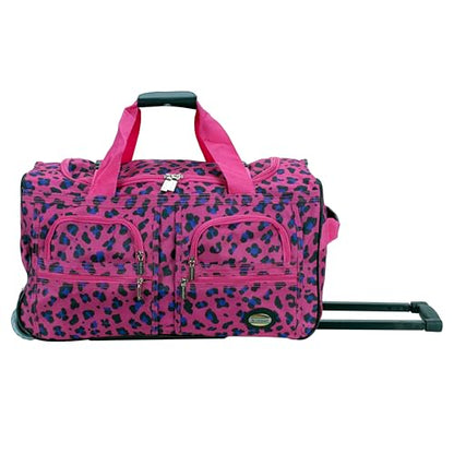 Rockland Rolling Duffel Bag, Black, 22" - color: Magenta Leopard, size: 22"