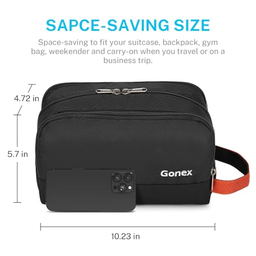 Gonex Travel Toiletry Bag for Men, Water Resistant Dopp Kit for Toiletries - color: Black & Orange