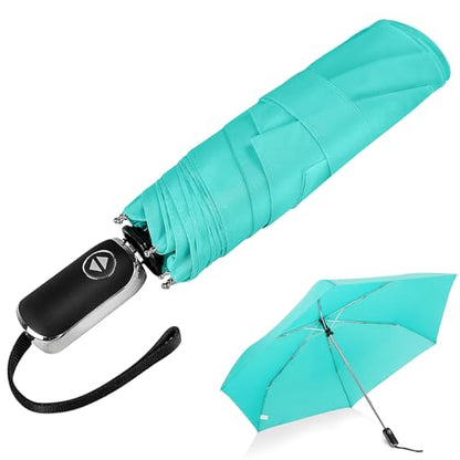 Automatic Lightweight Travel Flat Umbrella Compact Folding for Pocket - color: 0.2Lake Green