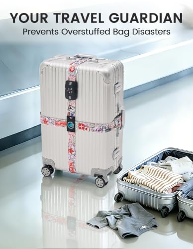 Travelkin Luggage Straps TSA Approved, Suitcase Straps with TSA Lock - color: Journey