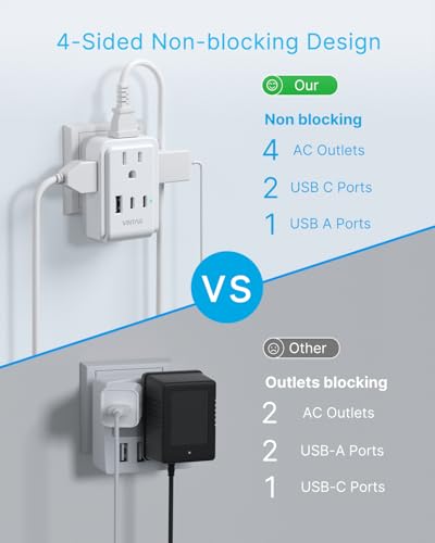 VINTAR 2 Pack European Travel Plug Adapter, Type C International Power Plug - style: 17W-Type C Most of Europe - 1A2C/ 2 Pack