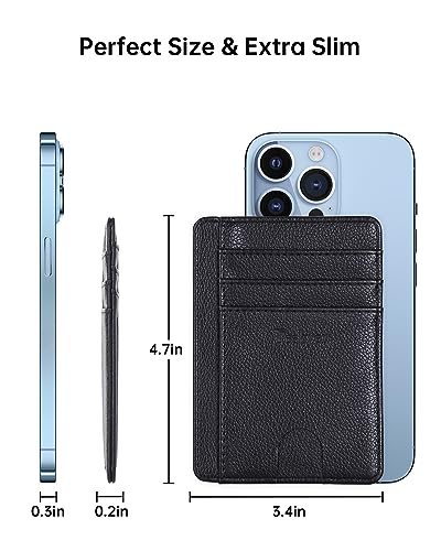 Teskyer Slim Minimalist Wallet for Men, RFID Front Pocket Card Holder - color: Lichee Black